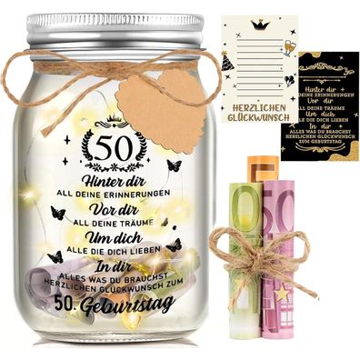 LED Flaschenlicht 50. Geburtstag Geschenk Deko Nachtlicht Tischdeko