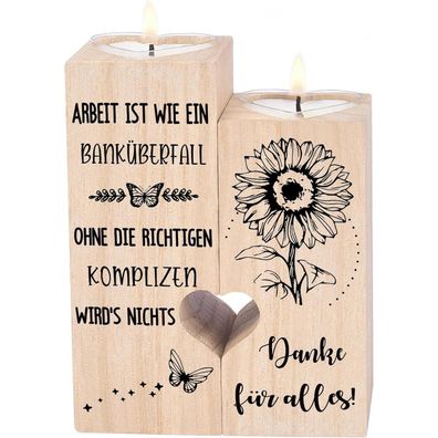 Personalisierter Kerzenständer Holz Dankeschön Geschenk Kollegen