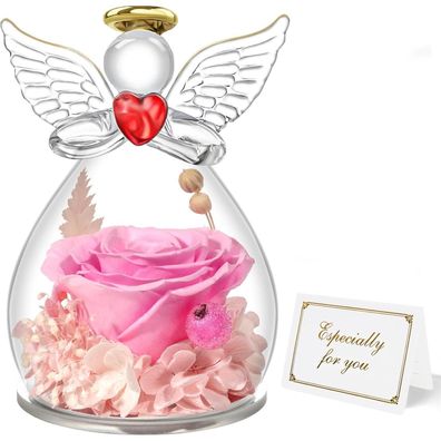 Miofula Ewige Rose Engel Geschenkbox für Mama Oma, Forever Rose im Glas Engel
