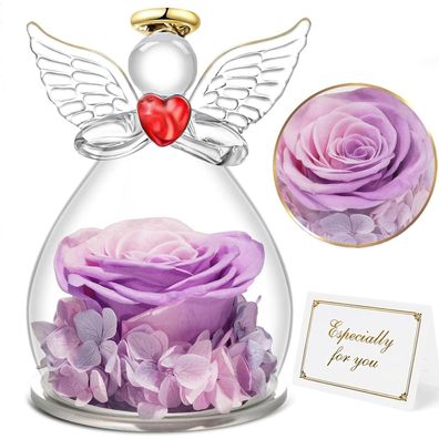 Miofula Engel Ewige Rose Blume Glas Figur Geschenk Mama Oma Weihnachten