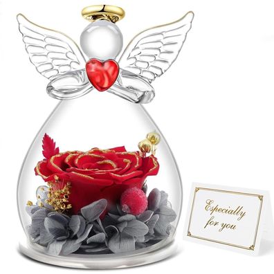 Ewige Rose Engel Mama Oma Forever Geschenk Glas Figur Blume Frauen Rose Garten