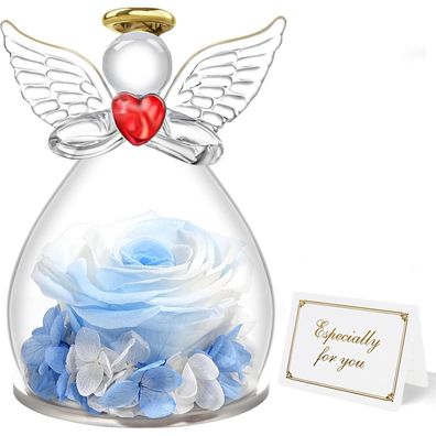 Ewige Rose Engel Geschenke für Mama Oma Weiß + blau