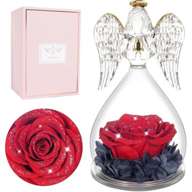 Miofula Ewige Rose Engel Figur Geschenk Frauen Geburtstag Valentinstag Rot