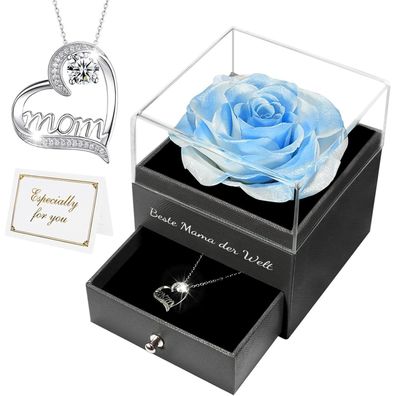 Muttertag Beste Mama der Welt Ewige Rose Halskette weiß blau