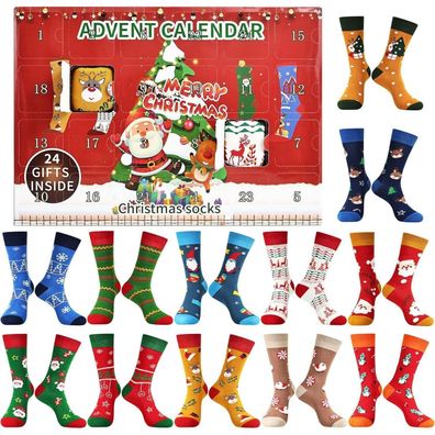 Jeasona Adventskalender 2024 Männer 43-46 Socken Mehrfarbig