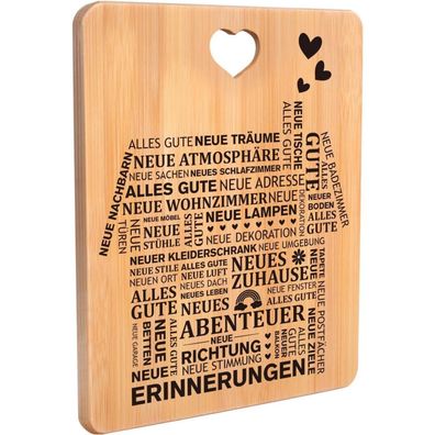 Bambus Schneidebrett Geschenk Einzug Haus Richtfest Wohnung neu 28x21.5cm