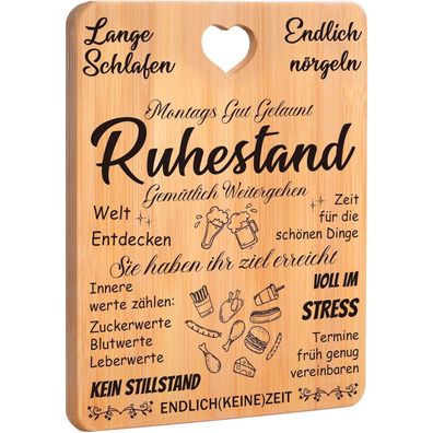 Ruhestand Geschenk Bambus Schneidebrett Rente Renteneintritt Frau Mann