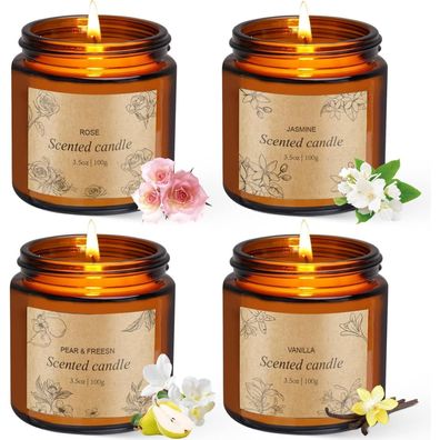 Duftkerzen Set Natürliches Sojawachs Ätherische Öle 4er Geschenke Frauen