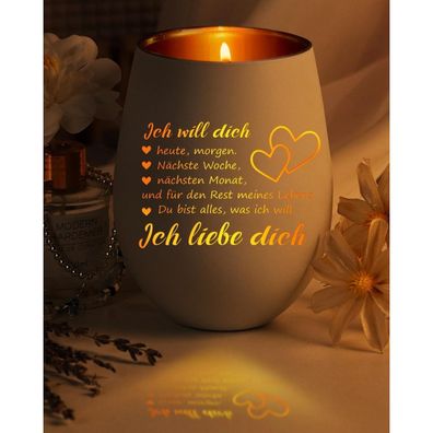 Windlicht mit Gravur "Liebe Dich" - Perfektes Geschenk für Frauen, Freundin