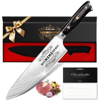 Damastmesser Küchenmesser Weihnachtsgeschenk Mama Damaststahl Kochmesser