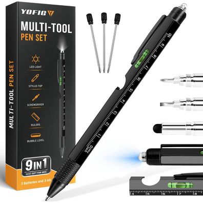 YOFIG 9 IN 1 Multifunktions Kugelschreiber Männer Geschenke Black