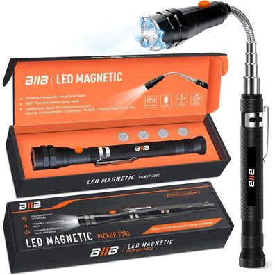 BIIB LED Teleskopmagnet Werkzeug + 4 Ersatzbatterien
