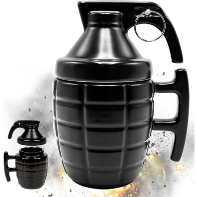 Goldmiky Granatentasse Keramik 300 ml mit Deckel - Lustige Geschenkidee