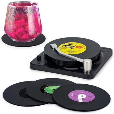 Valdivia Retro-Vinyl-Schallplatten Untersetzer 6 Stück für