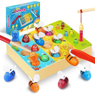 Montessori Angelspiel Spielzeug ab 2 Jahre Motorikspielzeug 3-in-1