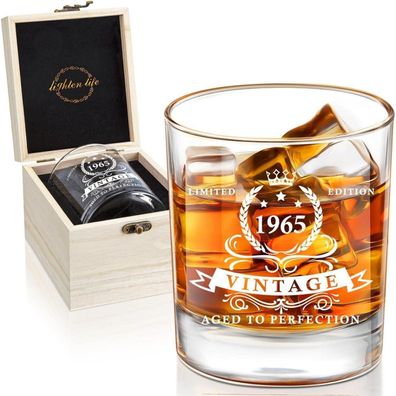 Whiskyglas 60. Geburtstag Männer 1964 Geschenk Holzkiste 360 ml Bourbonglas