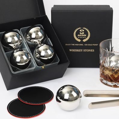 Edelstahl Whisky Eiswürfel Steine für Männer (4 Stück