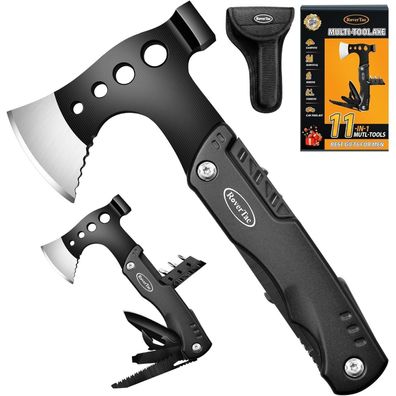 Multitool Beil 11-in-1 Axt Messer Hammer Säge Überleben Camping Schwarz