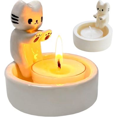 Kätzchen Katzen Teelichthalter süße Geschenke Wohnzimmer Schlafzimmer Tischdeko