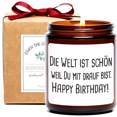 Happy Birthday Duftkerze Sandelholz 200g 45-50h Geschenk Frauen Männer Kollegen