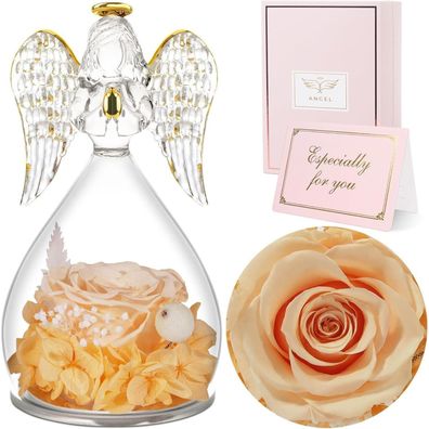Sunia Ewige Rose Engel Glaskuppel Geschenk Muttertag Champagner