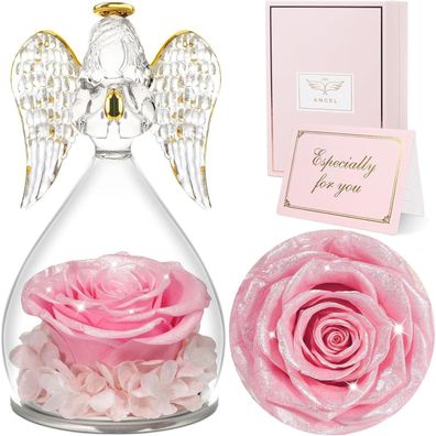Sunia Ewige Rose Engel Figur Glaskuppel Muttertag Geburtstagsgeschenk