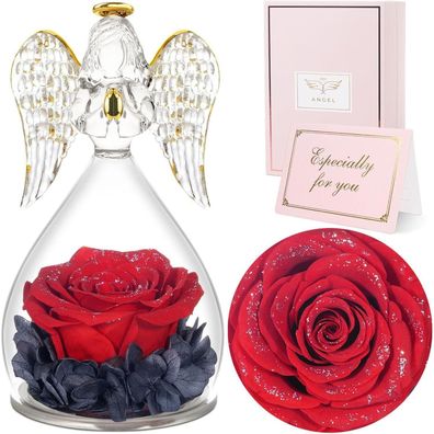 Sunia Ewige Rose Engel Figur Geschenk Muttertag Rose Glaskuppel