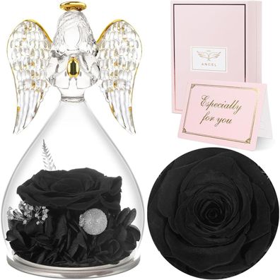 Sunia Ewige Rose Engel Figur Geschenk Mama Muttertag Handgefertigt Glaskuppel