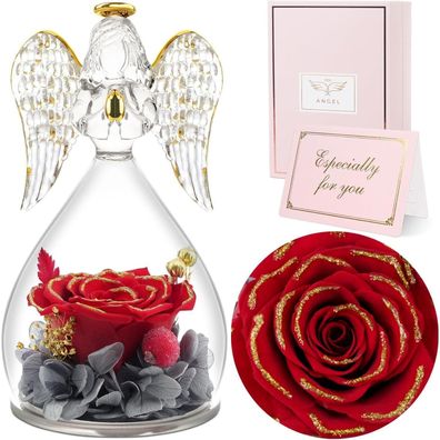 Sunia Ewige Rose Engel Figur Muttertag Geburtstagsgeschenk Oma vergoldete Rose