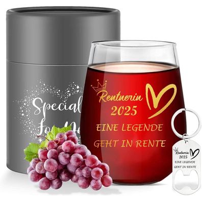 Personalisiertes Rentenglas 2024 Abschiedsgeschenk Weingläser 480ml Grau