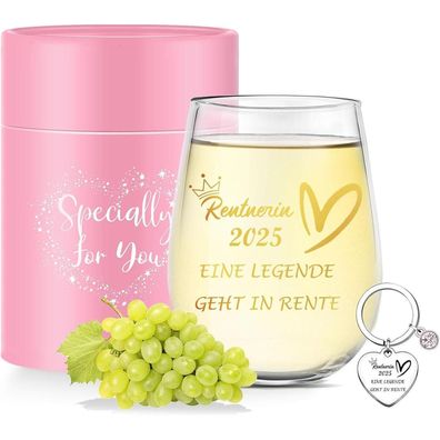 Rentenglas 2024 Abschiedsgeschenk Frau Mann Rentner Ruhestand Weinglas 480ml