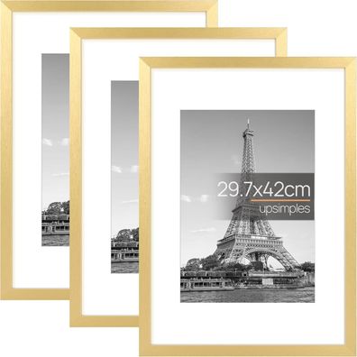 Bilderrahmen A3 Gold 3er Pack Picture Frame 29,7x42cm upsimples
