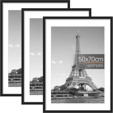 Bilderrahmen 3er Pack 50x70 cm Schwarz Poster Fotorahmen Aufhängen