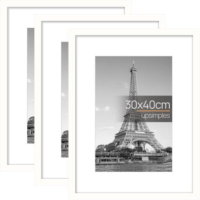 3er Pack 30x40cm Weiße Bilderrahmen Rahmen Galeriequalität