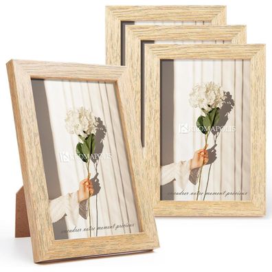 Kleine Bilderrahmen 4er Set MDF Rahmen 10x15 cm Acrylglas Eichenoptik