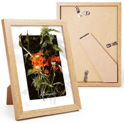 Kromapolis 2x Kleine Bilderrahmen MDF Eichenoptik 15x20 cm Acrylglas