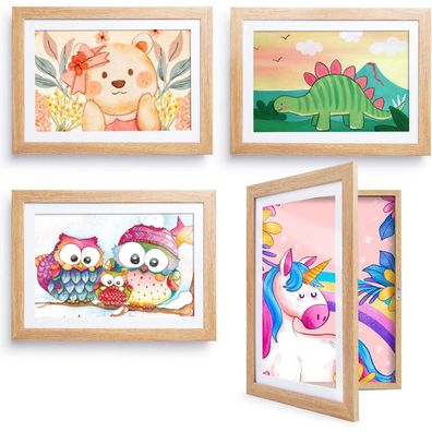 Kromapolis Kinderzeichnungen Bilderrahmen A4 MDF Acrylglas Fotocollage Set