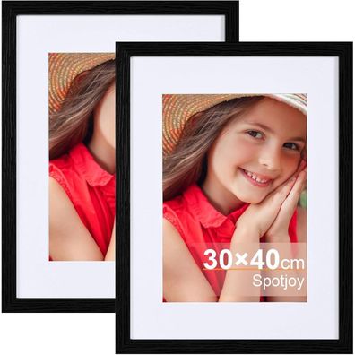Bilderrahmen Set 30x40cm Schwarz Holzrahmen Passepartouts 2er-Set