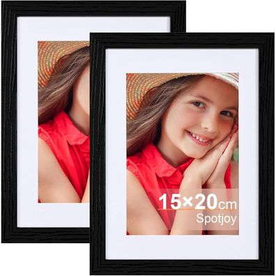 Spotjoy Bilderrahmen 15x20cm Fotorahmen 2er-Set Holzrahmen Schwarz
