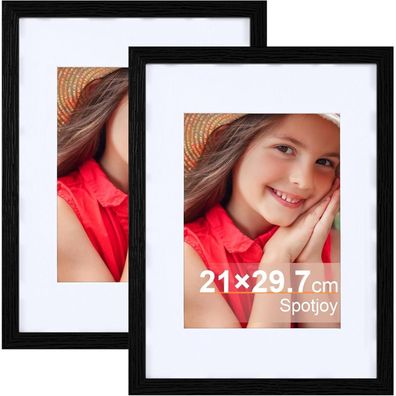 Spotjoy Bilderrahmen A4 21x29.7cm Fotorahmen Holz Schwarz 2er-Set