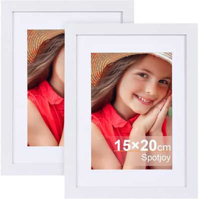 Spotjoy Bilderrahmen 15x20cm Fotorahmen Holzrahmen Weiß 2er-Set