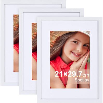 Spotjoy Bilderrahmen A4 21x29.7cm Fotorahmen Weiß 3er-Set
