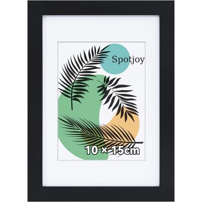 2er Set Bilderrahmen 10x15 cm Passepartout Holzrahmen Acrylglas Schwarz