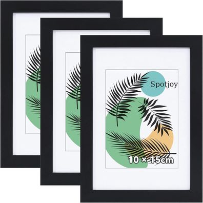 Bilderrahmen 10x15 cm 3er Set Fotorahmen Holzrahmen Acrylglas Schwarz