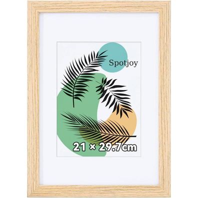 Spotjoy Bilderrahmen DIN A4 Fotorahmen Posterrahmen mit Passepartout Holzrahmen