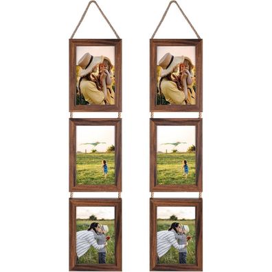 EYMPEU 10x15 Collage Bilderrahmen Set rustikal vertikal zum Aufhängen 6 Rahmen