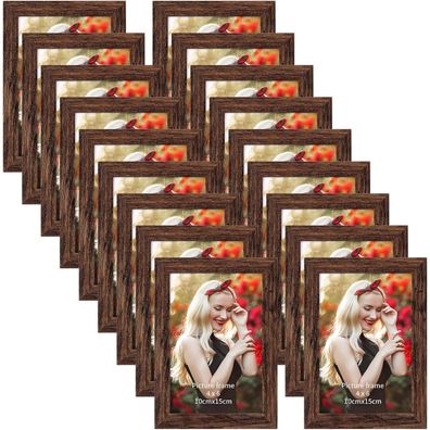 18er-Set Bilderrahmen 10x15 cm MDF dunkelbraun Wand Tisch Wohnungen Büros