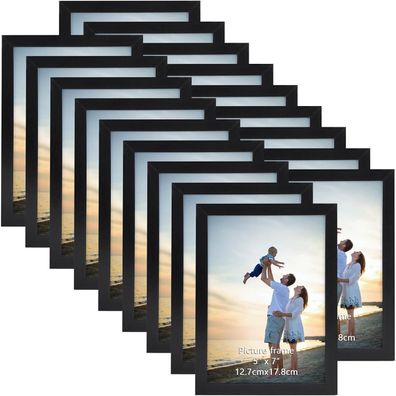 Bilderrahmen 13x18cm 18er Set für Wand und Tisch Schwarz EYMPEU