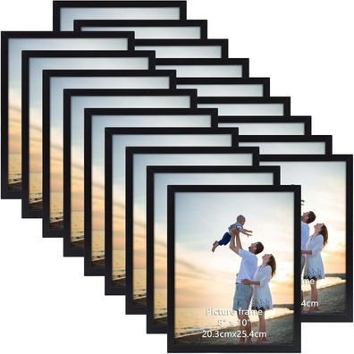 18er Set Bilderrahmen 20x25 cm für Wand & Tisch, Schwarz - Geschenk für Familie