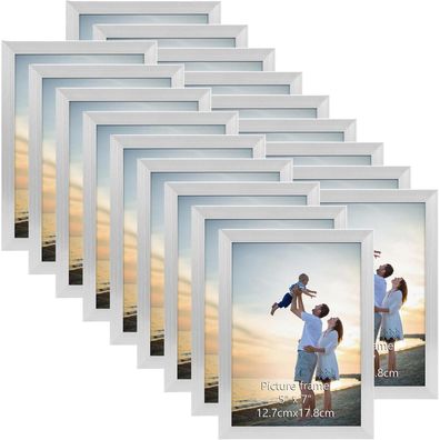Bilderrahmen 13x18 cm 18er-Set Wand Tisch Büro Wohnung Collagen Silber